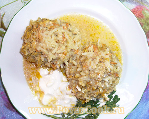 Мясные ежики с рисом и морковью