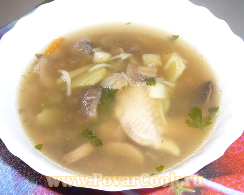 Суп с курицей и грибами